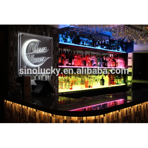 9" Wide Acrylic LED Illuminated Liquor Shelf and Display,6 Foot
